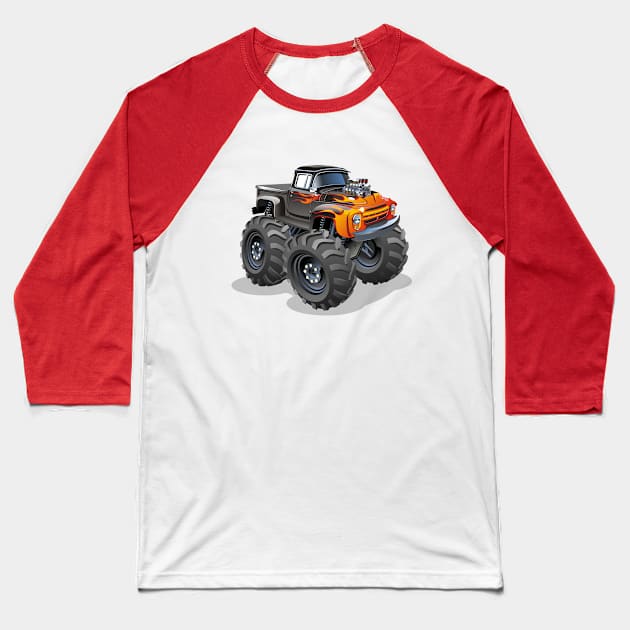 Cartoon Monster Truck Baseball T-Shirt by Mechanik